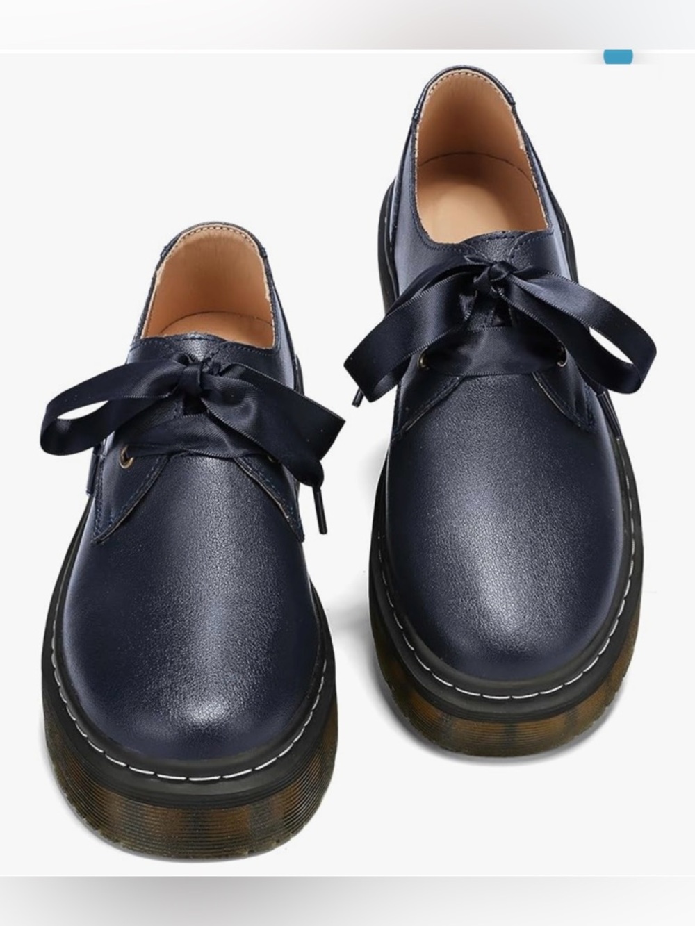 NEW Women Laceup Platform Chunky Loafer Classic Lug Sole Oxford Sz 11 Navy Blue